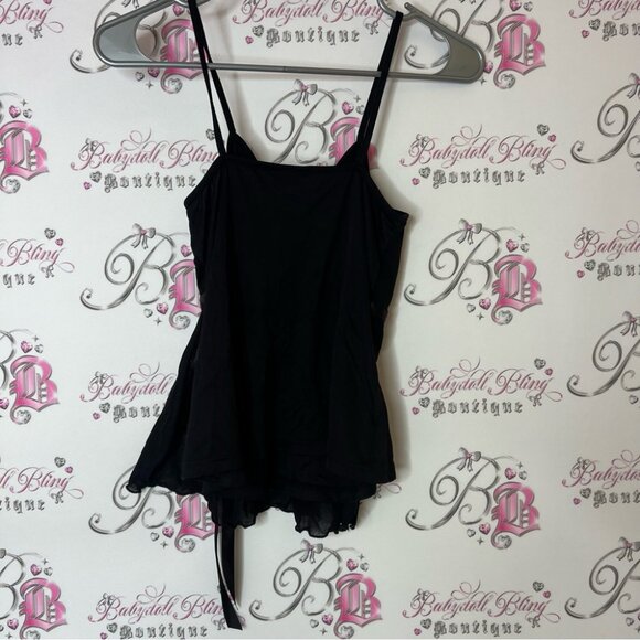 Pelican cove tank top babydoll VNECK Black Sleeveless Wrap top - Picture 4 of 8